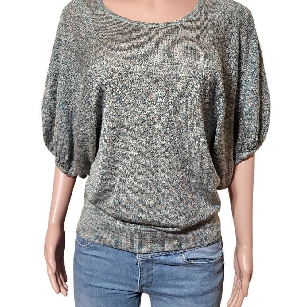 Scenario Rayon blend round neck lantern sleeve multiple color tunic top M